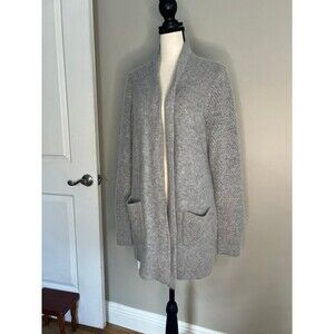 Women's Fenn Wright Manson Long Open Front Cardigan Sweater Gray Angora Size XL